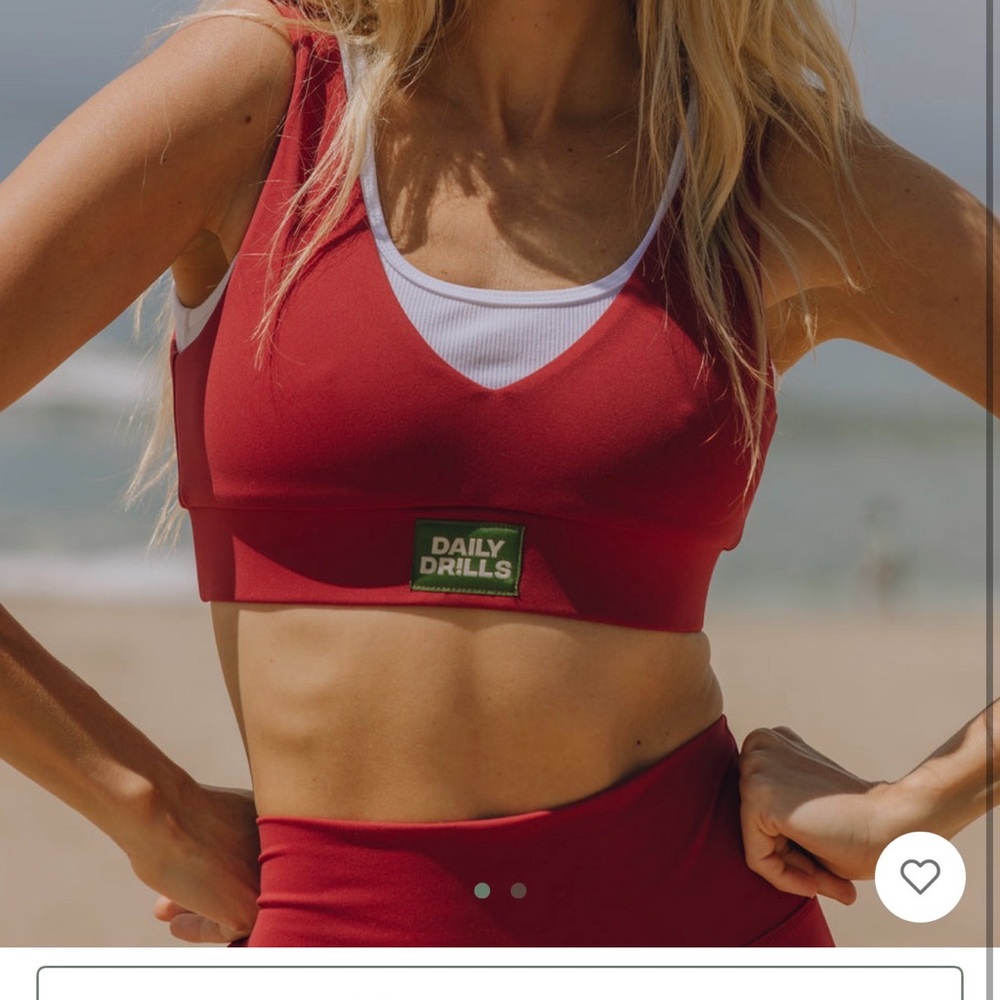 Daily Drills Red Sports Bra with White Trim